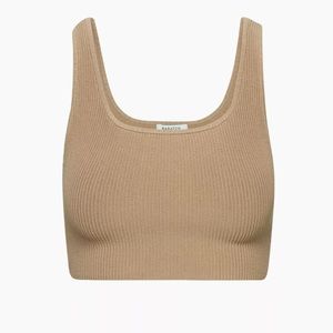 Babaton Sculpt Knit Crop Top Taupe Color